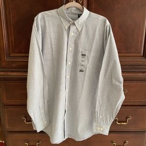 IZOD‎ Saltwater Blue/White Button up dress Shirt NWT